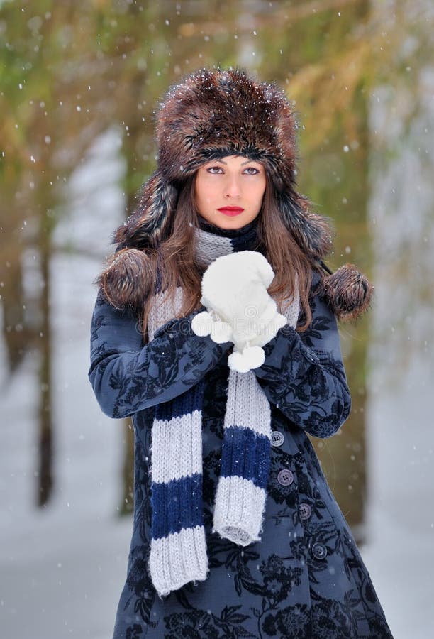 Young Beautiful Woman in winter time