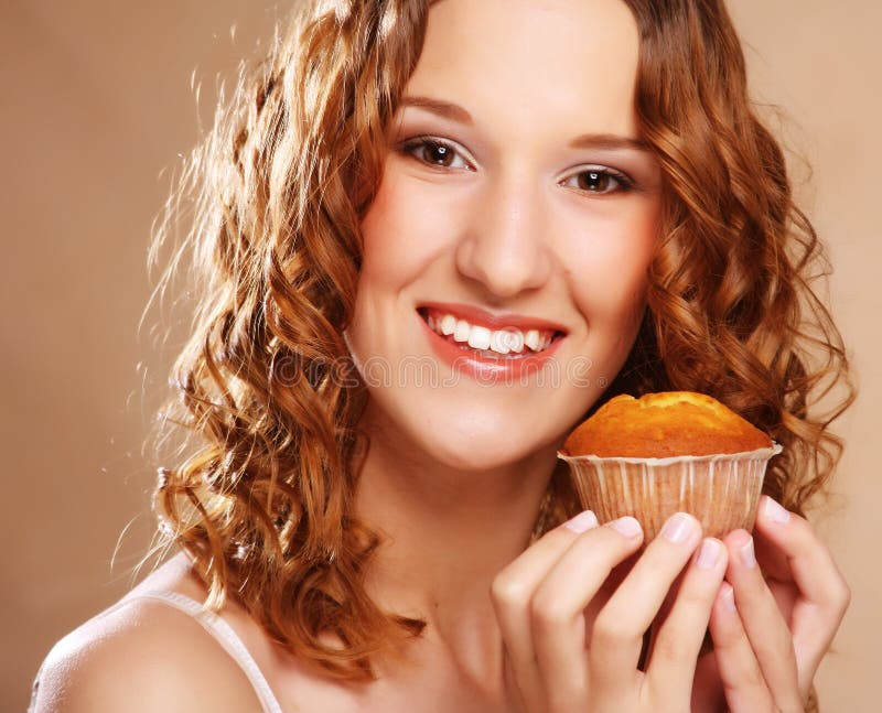 Young Beauty Girl with Cake Stock Image Image of model, beautiful