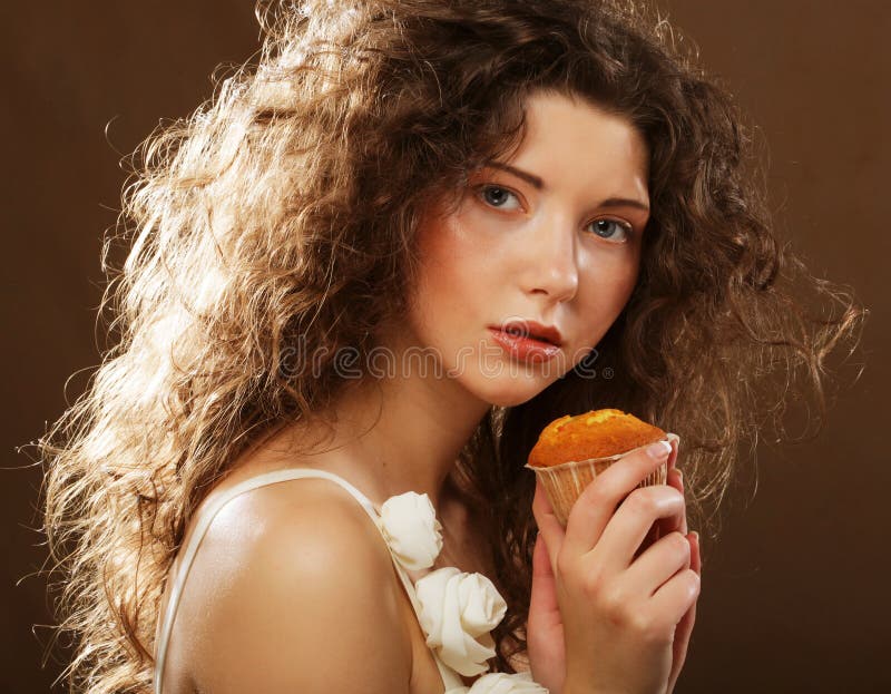 Young Beauty Girl with Cake Stock Photo Image of care, face 92157250