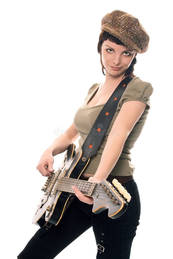 Young beauty music girl with guitar