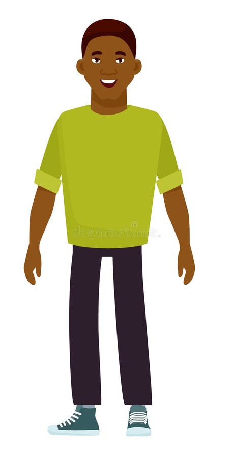 Young Black African American Young Guy. Vector Illustration in Cartoon  Style Stock Vector - Illustration of feeling, american: 113418833