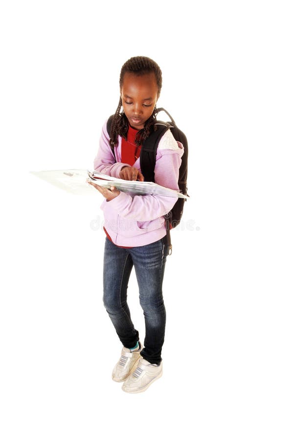 Schoolgirl reading.