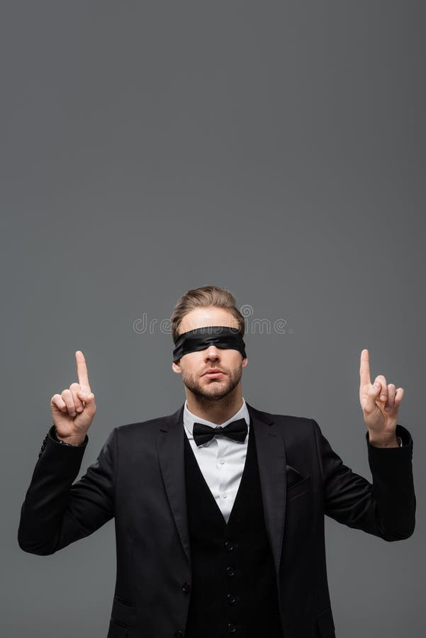 Young Woman Wearing Black Blindfold Isolated On Grey Stock Photo, Picture  and Royalty Free Image. Image 114818746.