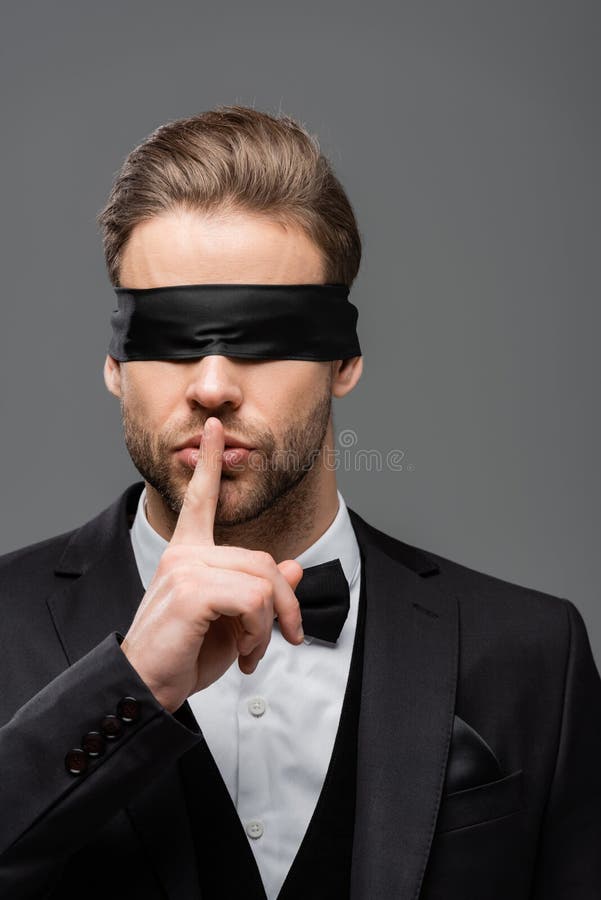 Young Woman Wearing Black Blindfold Isolated On Grey Stock Photo, Picture  and Royalty Free Image. Image 114818746.