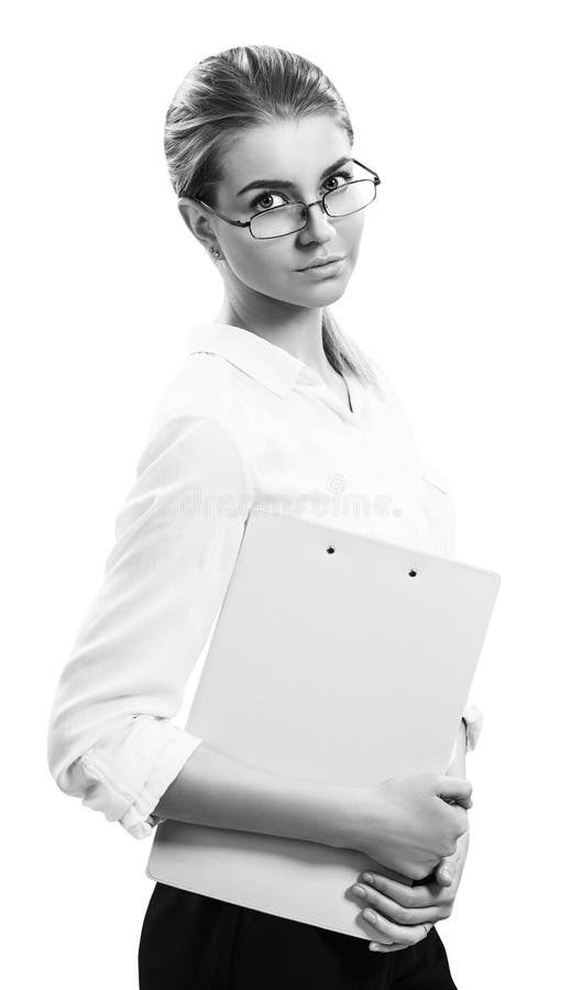 Young blonde business woman with folder. stock images Young blonde business woman with folder. stock images