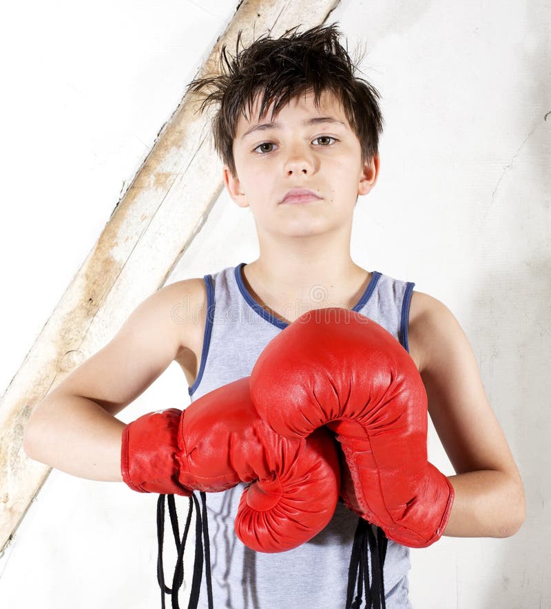 Young boy as a boxer stock image. Image of standing, smile 42289185