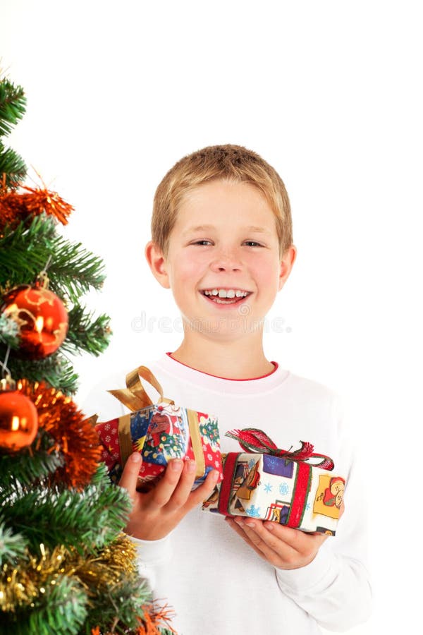 Young boy and christmas presents royalty free stock image Young boy and christmas presents royalty free stock image
