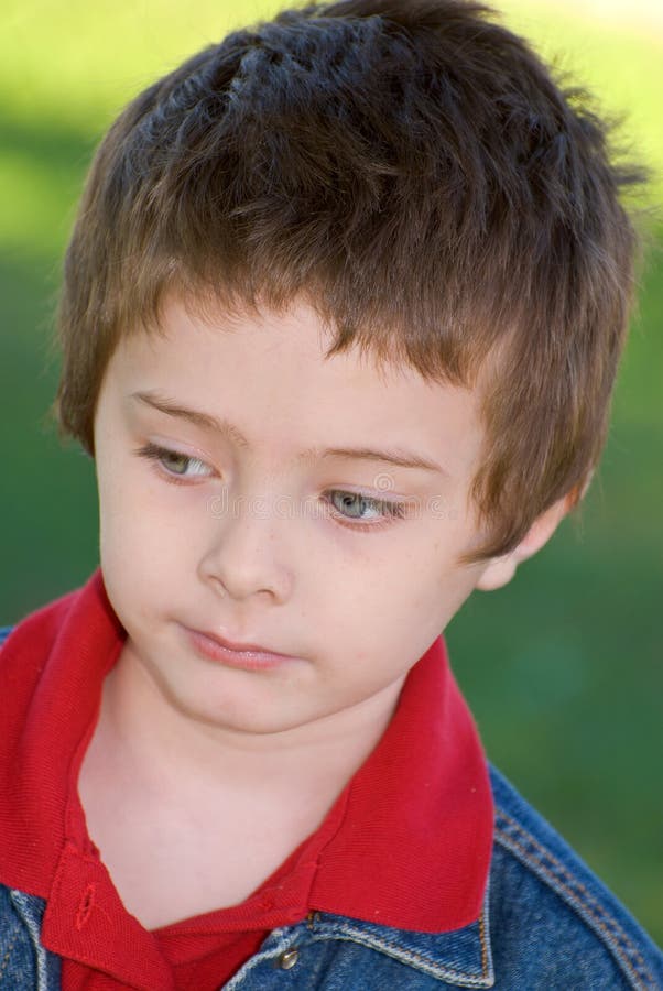 Young boy close-up stock image. Image of denim, brown - 3441649