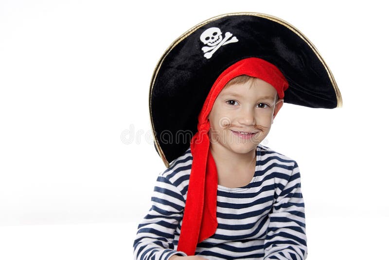 Young boy dressed as pirate