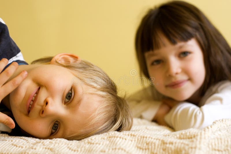 Young Boy and Girl at Home stock image Young Boy and Girl at Home stock image
