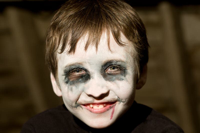 Young Boy with Halloween Makeup Stock Photo Image of blood, blond