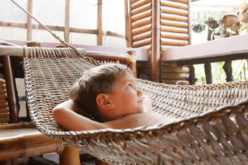 Young boy in hammock