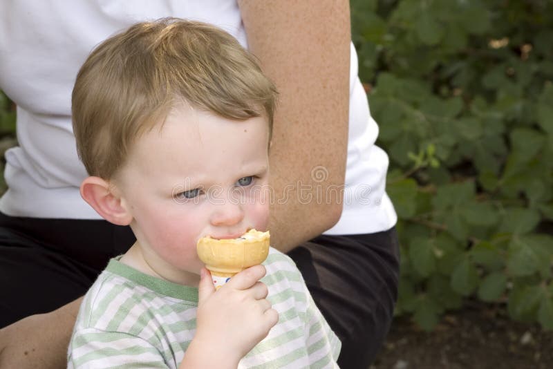 Young boy with ice cream cone