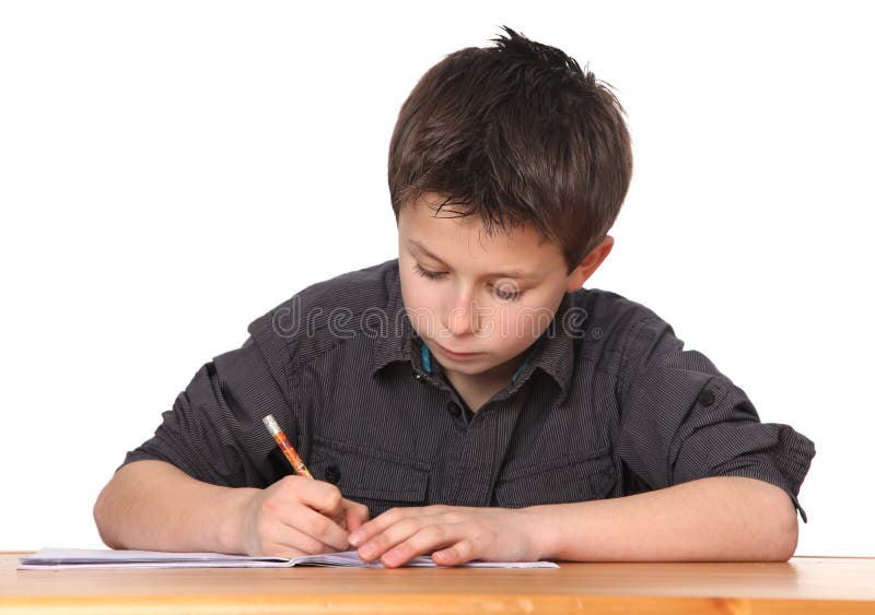 Young boy learning stock photos