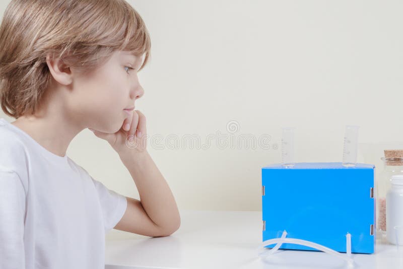 Young Boy Making Science Experiments. Education Concept. Stock Image