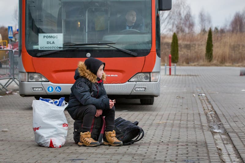 Young boy at the Mlyny refugee centre near the Ukraine border with Poland