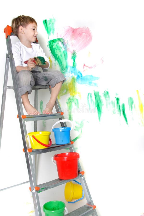 Young boy painting