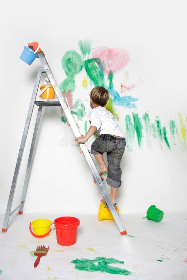 Young boy painting