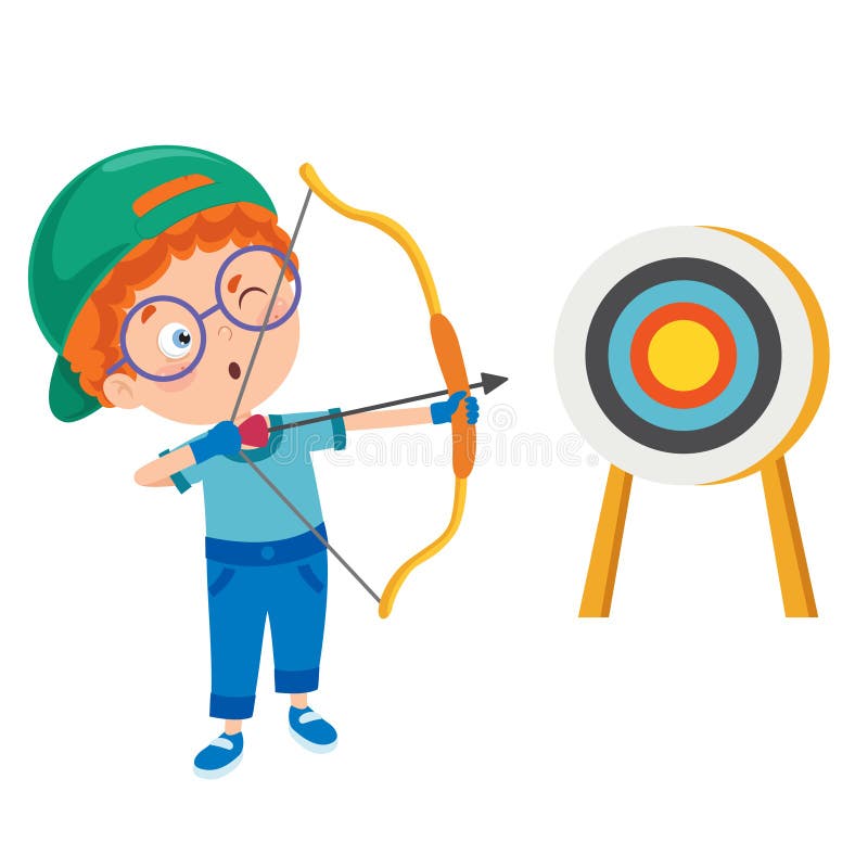 A Young Boy Playing Archery Stock Vector - Illustration of dartboard,  archery: 182448516