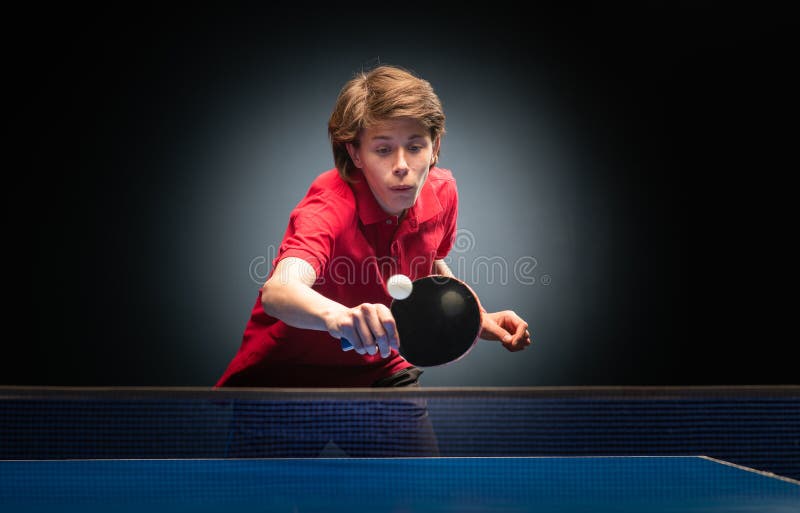 Young Boy Playing Ping Pong Table Tennis Stock Photo Image of kick