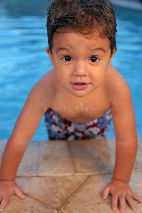 Young boy in pool