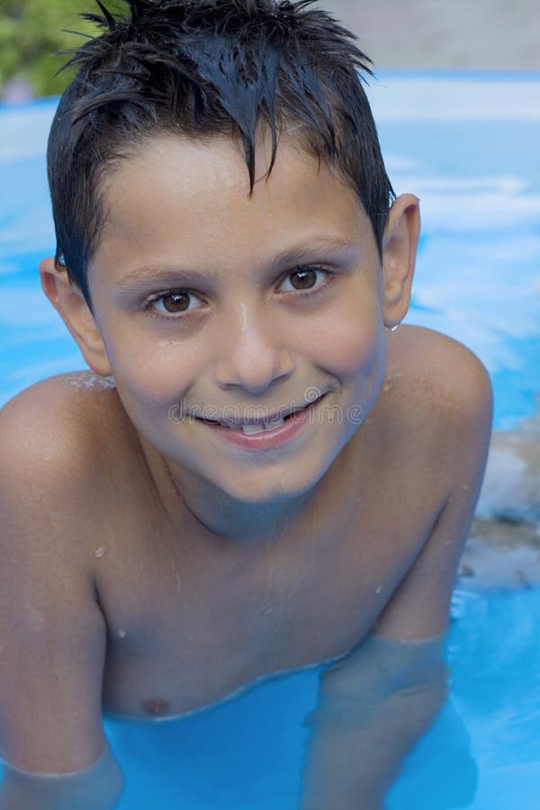 Young boy in pool