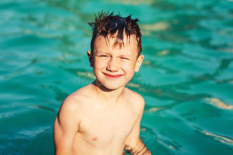 Young boy in the pool