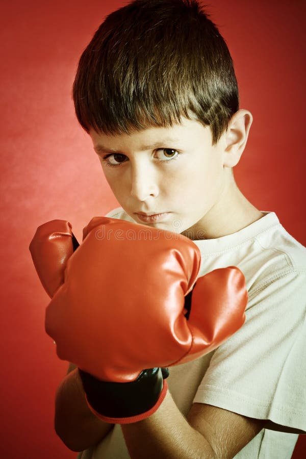 Young boy ready to box