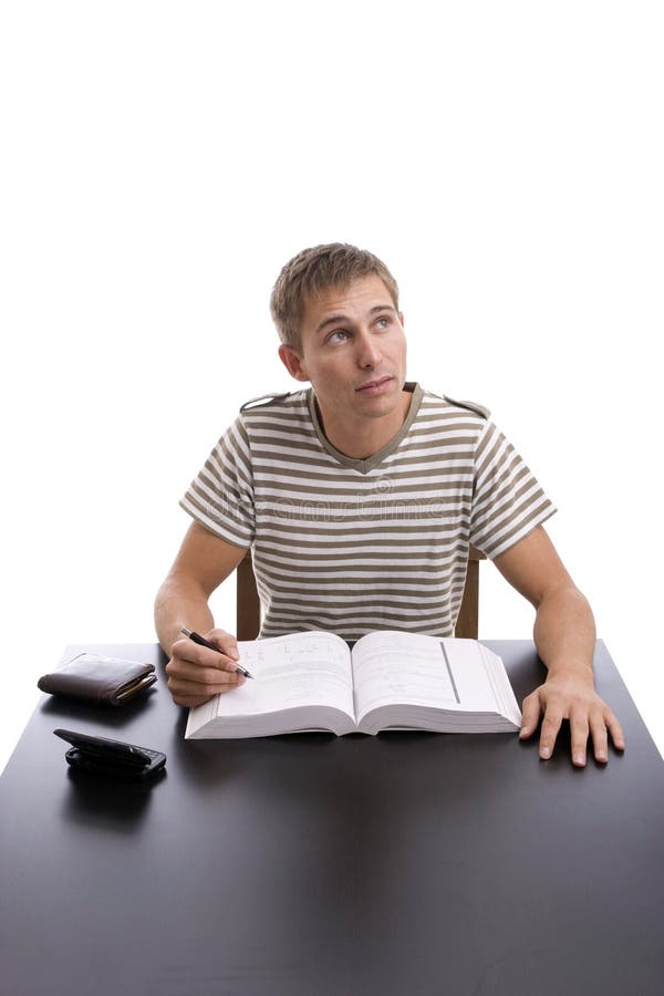 Young boy studying royalty free stock image