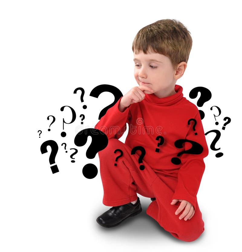 Young Boy with Thinking about Question stock image