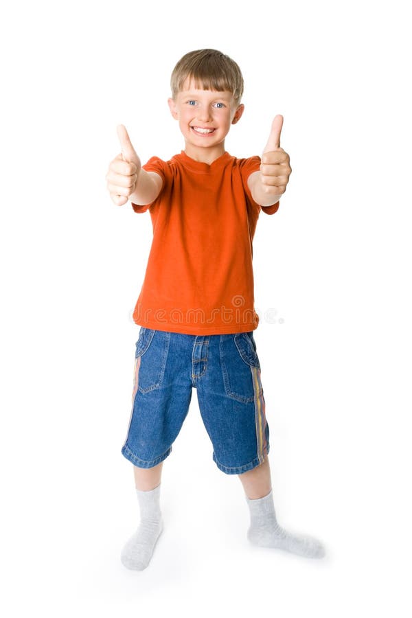 Young boy with two thumbs up