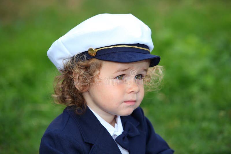 Young Boy Wearing Navy Sailor Hat Stock Photo Image of adorable