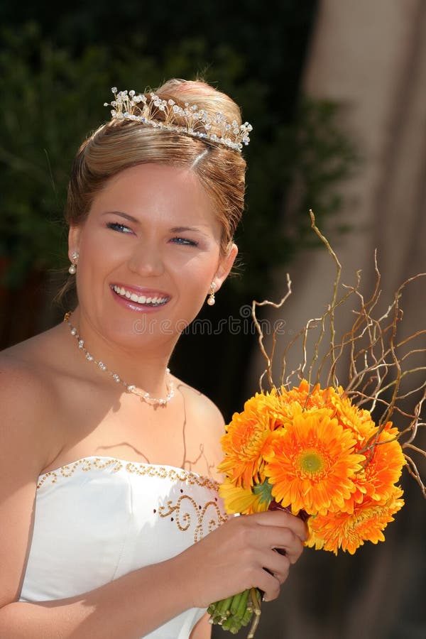 Young bride dressed in white