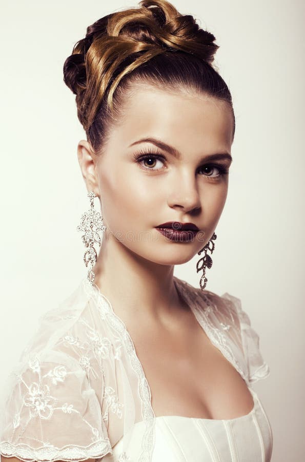 Woman with Blond Hair, Wears in a Wedding Gown. Stock Image - Image of ...