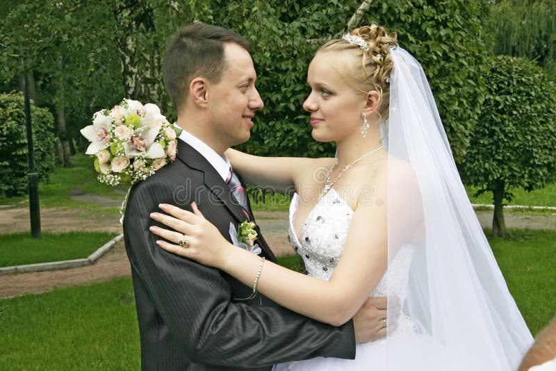 Young bride and groom