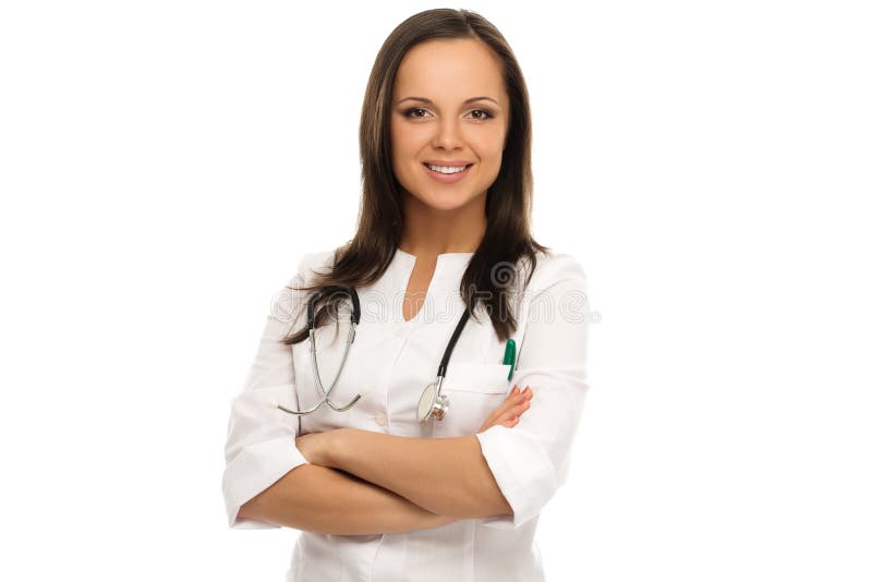 Young brunette doctor woman