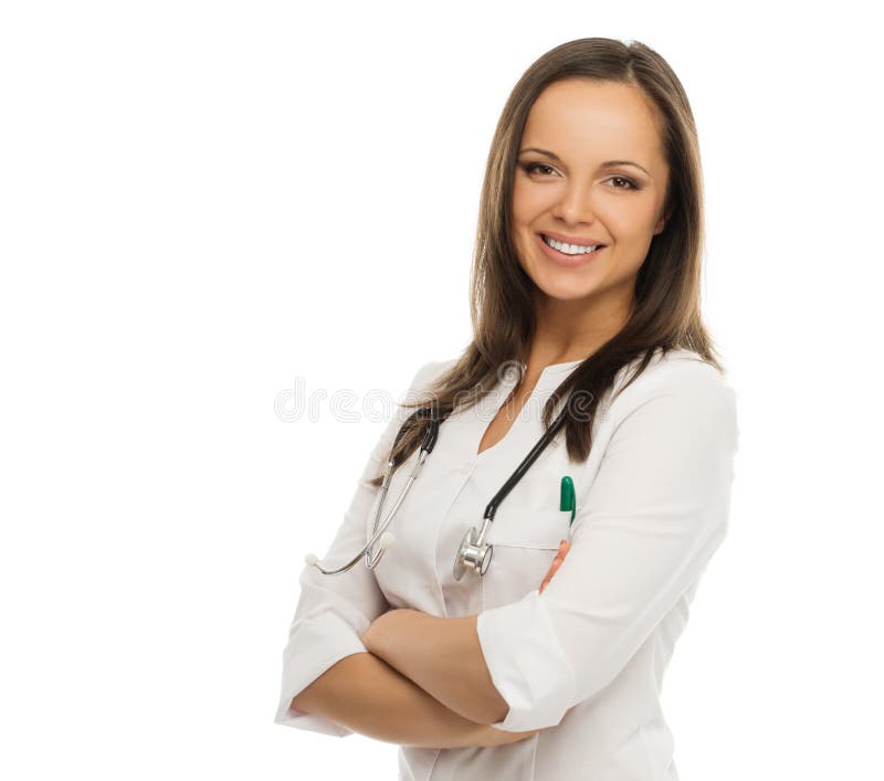 Young brunette doctor woman