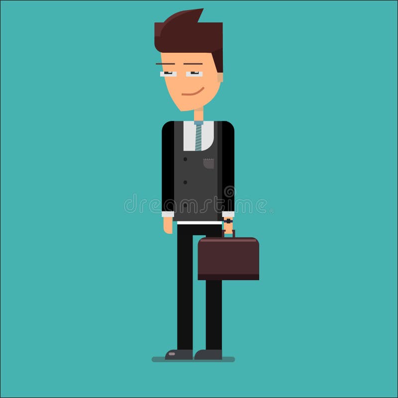 Young business man in dark grey suit with case royalty free illustration Young business man in dark grey suit with case royalty free illustration