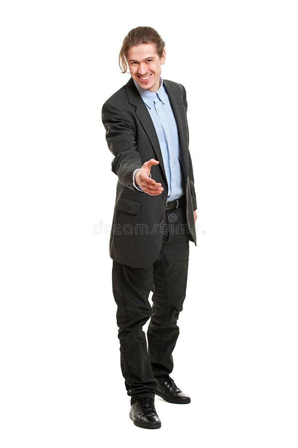 Young business man greeting