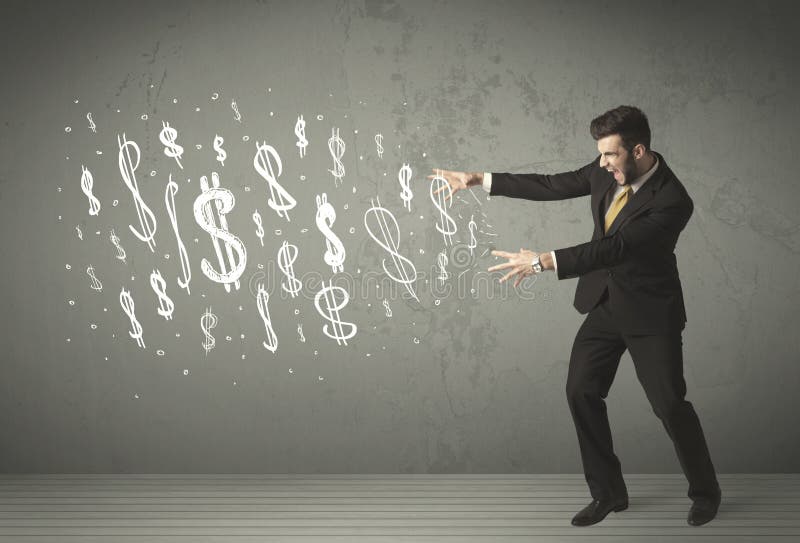 Young business people with hand drawn dollar signs royalty free stock photography Young business people with hand drawn dollar signs royalty free stock photography