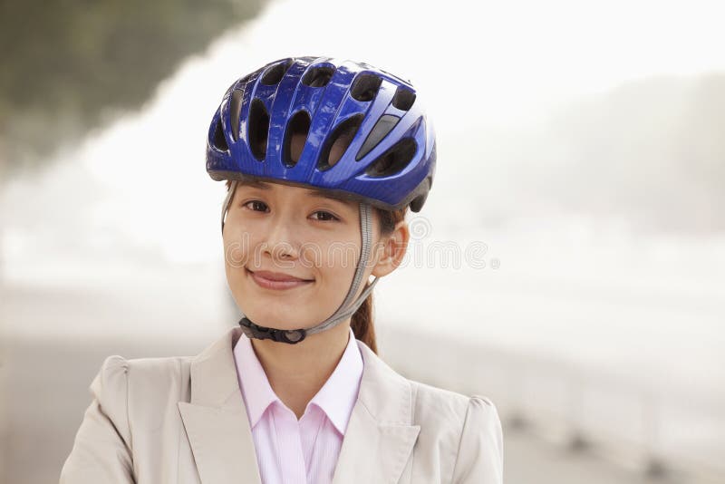 Young Business Woman Commuting with a Bicycle, Beijing, China Stock ...