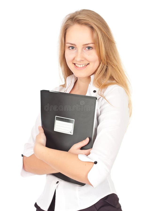 Young business woman with folder