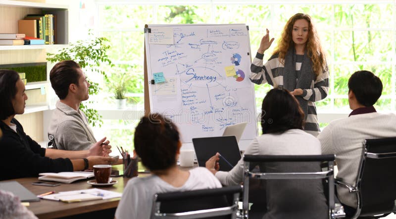Young business woman giving presentation on future plans royalty free stock images Young business woman giving presentation on future plans royalty free stock images