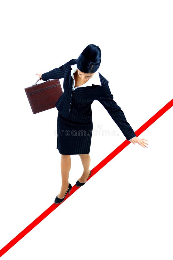 Young Business Woman Walking Tightrope Stock Photos - Free