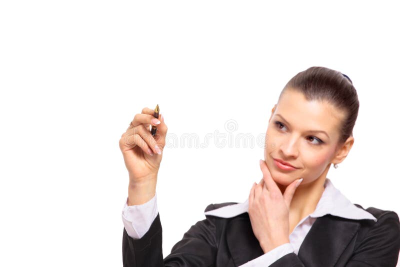 Young business woman writing stock photography