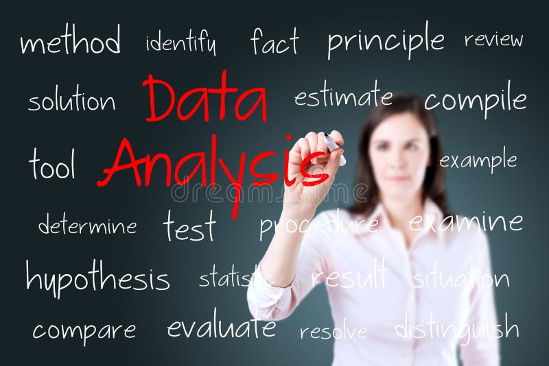 Young business woman writing data analysis concept royalty free stock image