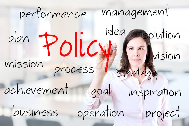 Young business woman writing policy concept. royalty free stock photos