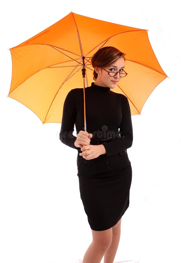 Young business women with umbrella