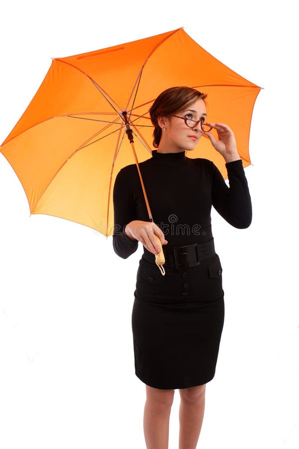 Young business women with umbrella