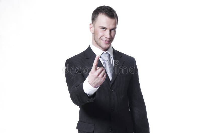 Young businessman in black suit